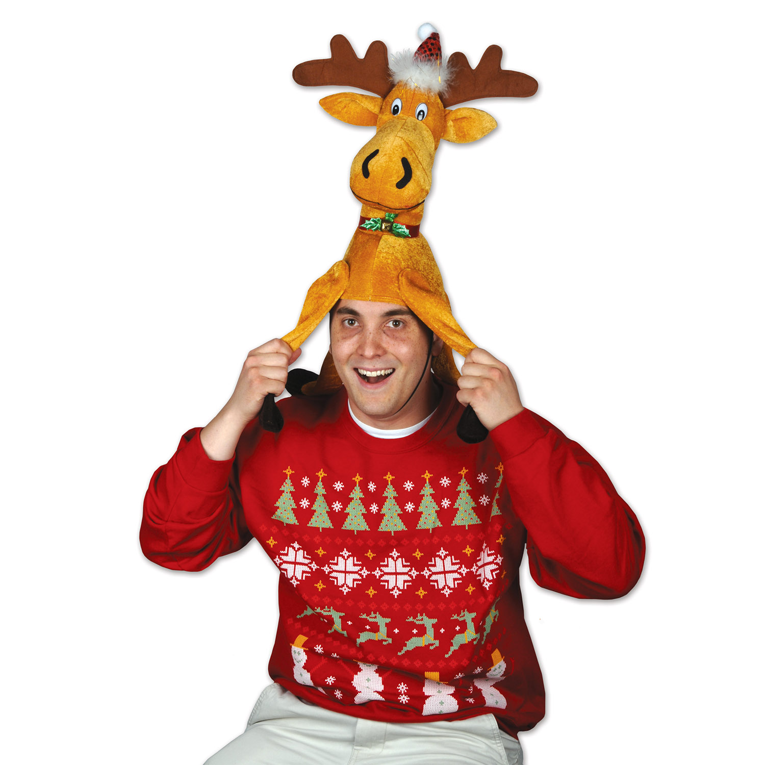 Plush Christmas Moose HAT